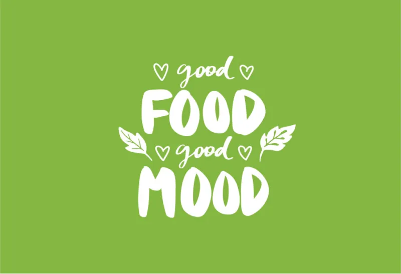 Grafica che dice "Good food good mood"