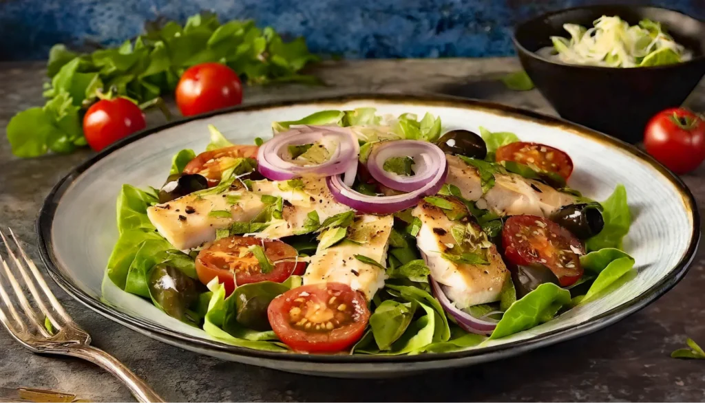 Insalata di pesce al forno e pomodorini