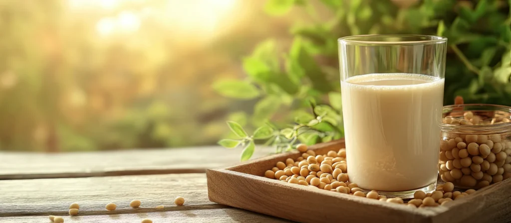 Bicchiere di latte di soia