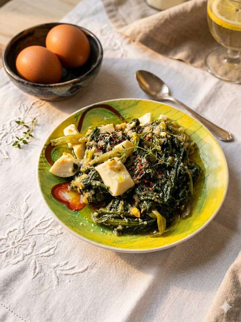 Tegame con verdure e formaggio, uova e ingredienti naturali per la salute metabolica.