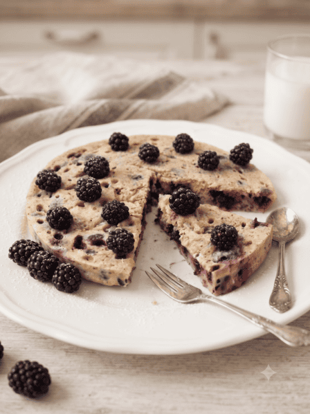 Tortino yogurt e more con more fresche e yogurt cremoso.