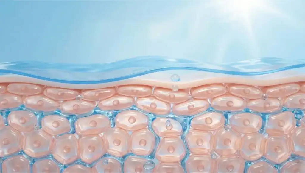 Strato di pelle con collagene e idratazione ottimale.